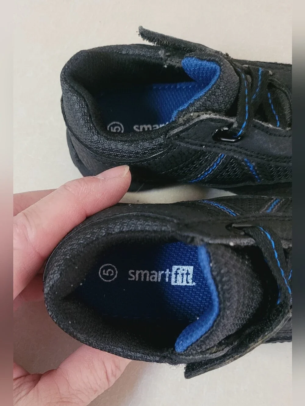 Kids/toddler Smart Fit Black Athletic Shoes with Blue Highlights